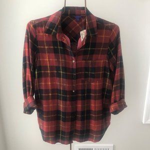 Black, Red & Gold Plaid Shirt